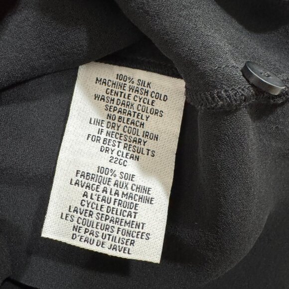 Eileen Fisher 100% Silk Hidden Button-Down Black Sleeveless Maxi Dress - Picture 6 of 6